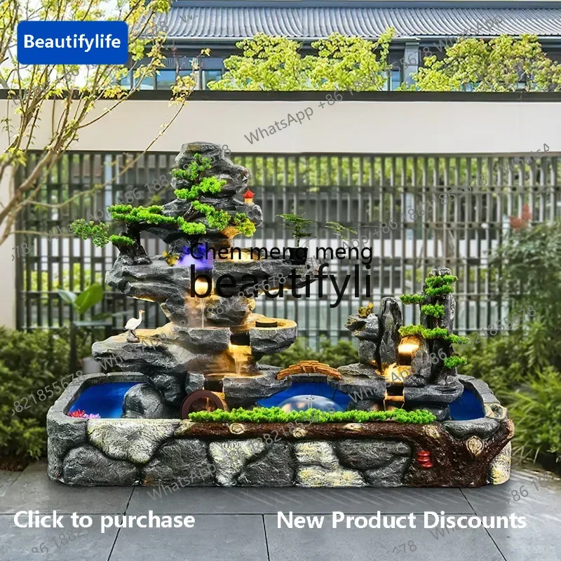 

183ff flowing water, fountain, feng shui wheel, outdoor courtyard, garden, fish pond landscape, interior, decorative ornaments