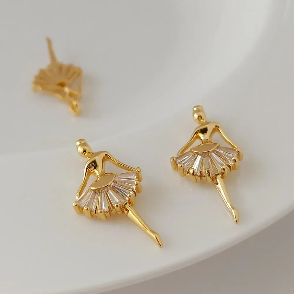 قلادة من النحاس عيار 14 قيراط مطلية بالذهب الحقيقي ومرصعة بقلادة على شكل حرف T من الزركون لفتاة الباليه، إكسسوار مجوهرات يمكنك صنعه بنفسك #3