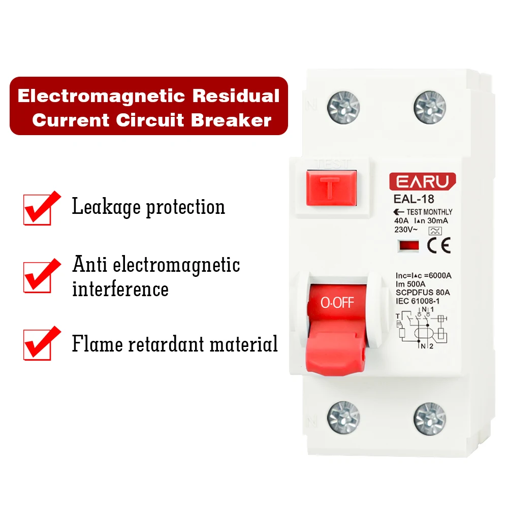 Disyuntor de corriente Residual electromagnético, interruptor diferencial de seguridad, tipo A, RCCB, RCD, ELCB, 2P, 4P, 10/30/100/300MA