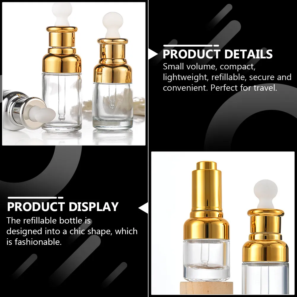 6Pcs Essential Oil Bottle Transparent Glass Dropper Bottle Refillable for Perfume Aromatherapy Oil Small Compact Container