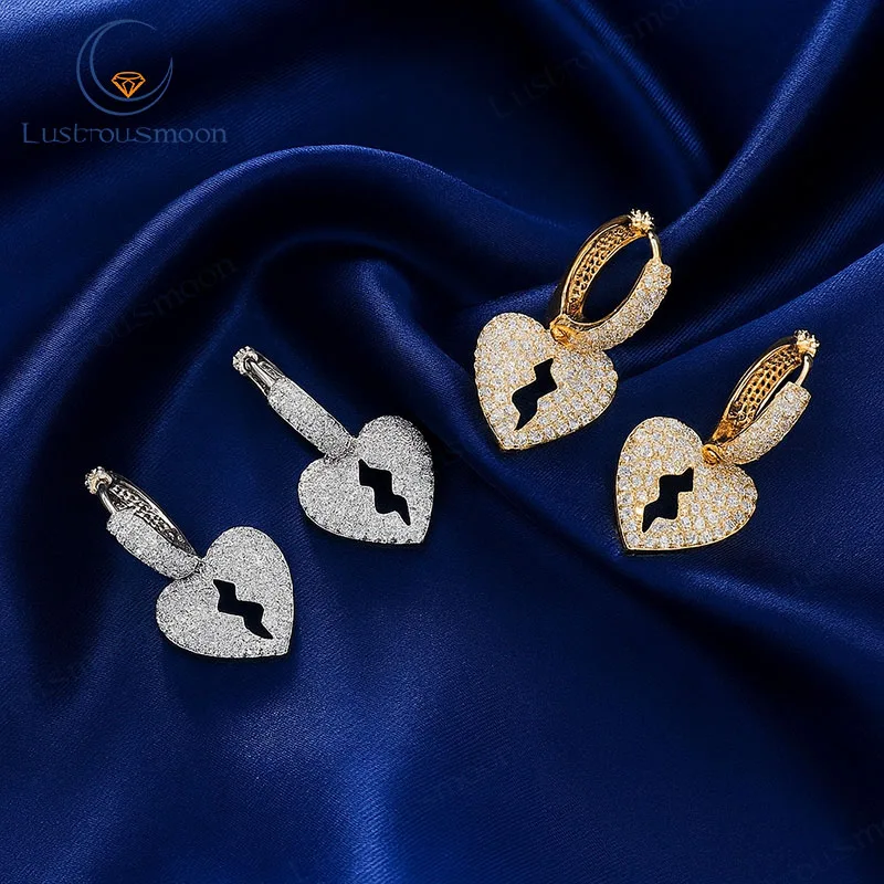 

Нежные сверкающие серьги в стиле хип-хоп с инкрустацией в виде сердца, крутые модные ювелирные изделия в стиле панк-рок, аксессуары для вечеринок для мужчин и женщин