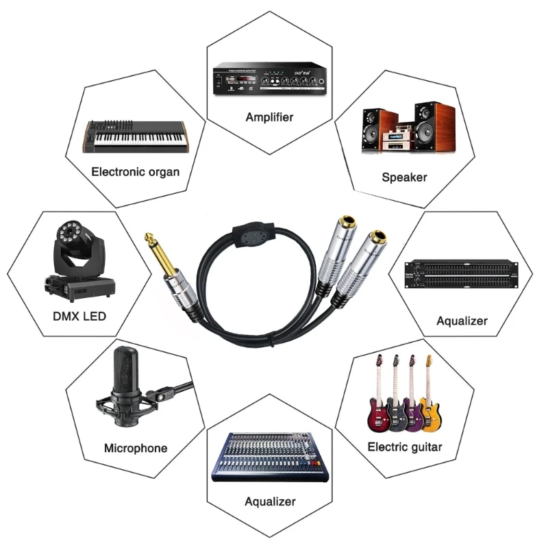 6.35mm Guitar Y Splitter Cable 1/4
