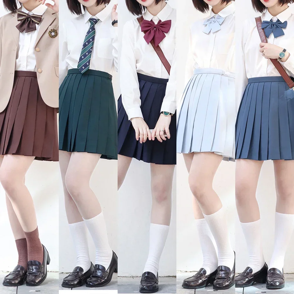 Basic Multi-color Solid Color Pleated Skirt 42cm XS-XXL Versatile JK Japanese School Uniform Anime COS Costumes Women Wholesale