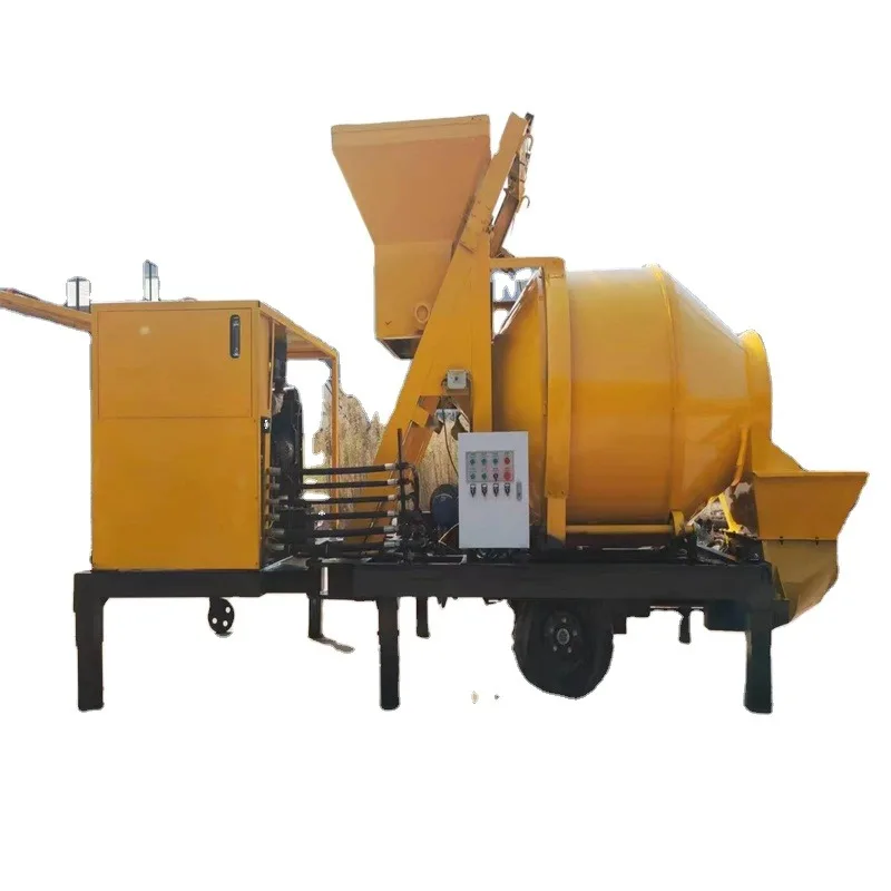 Concrete Mixer with Pump Electric Grount Pumps Skid Steer Portable Concrete Mixer Pump Trailer Small Diesel Cement Mixer