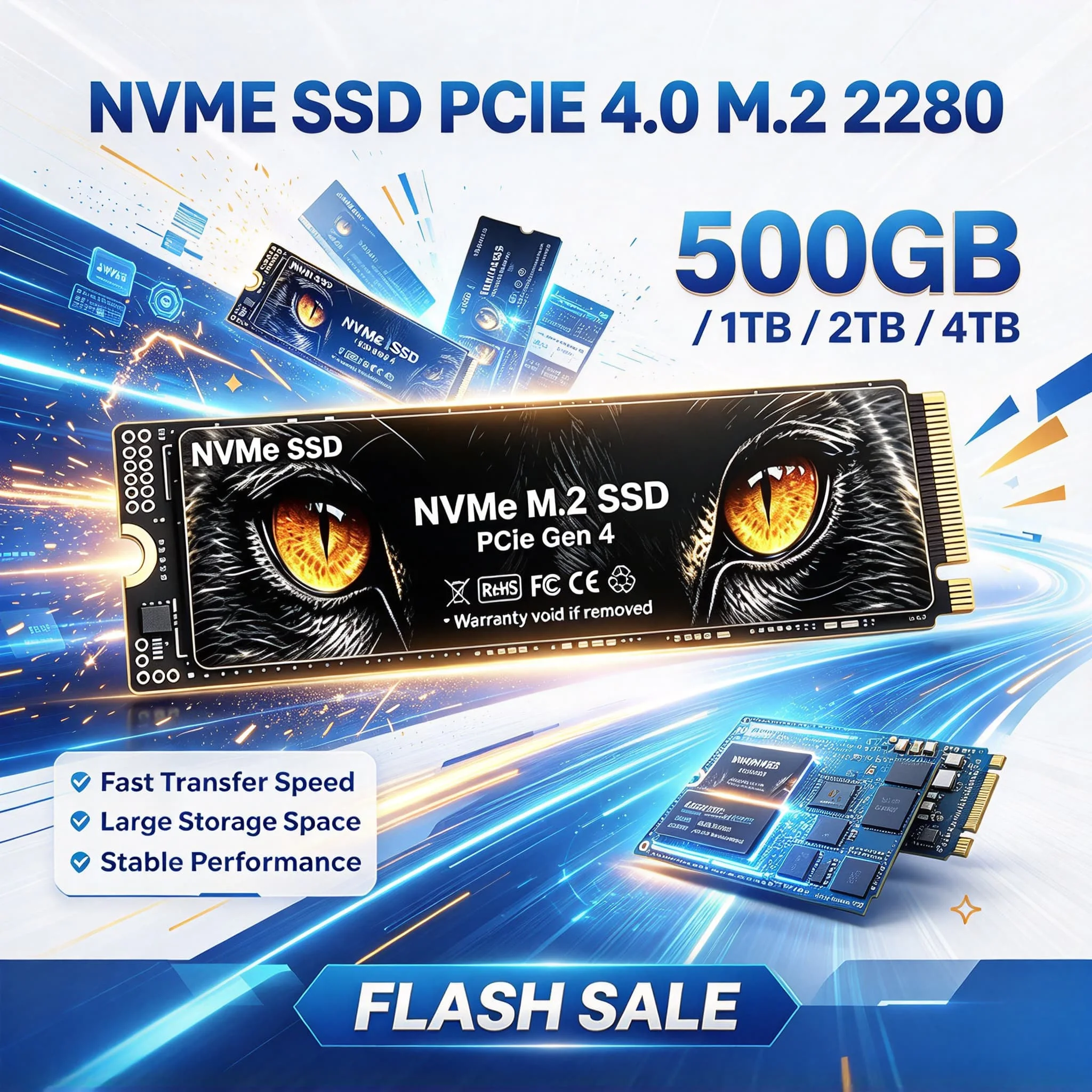 Fast Speed YJ M2 NVMe PCIe Gen4 SSD 2026 Notebooks SSDs 500GB 1TB 2TB 4TB Inside Solid State Drive Gaming Office PC Notebook