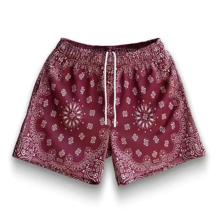 Paisley Shorts Summer Pant Beach Sports Basketball Hot Training Print Flower Hip Hop Loose Fit Freestyle