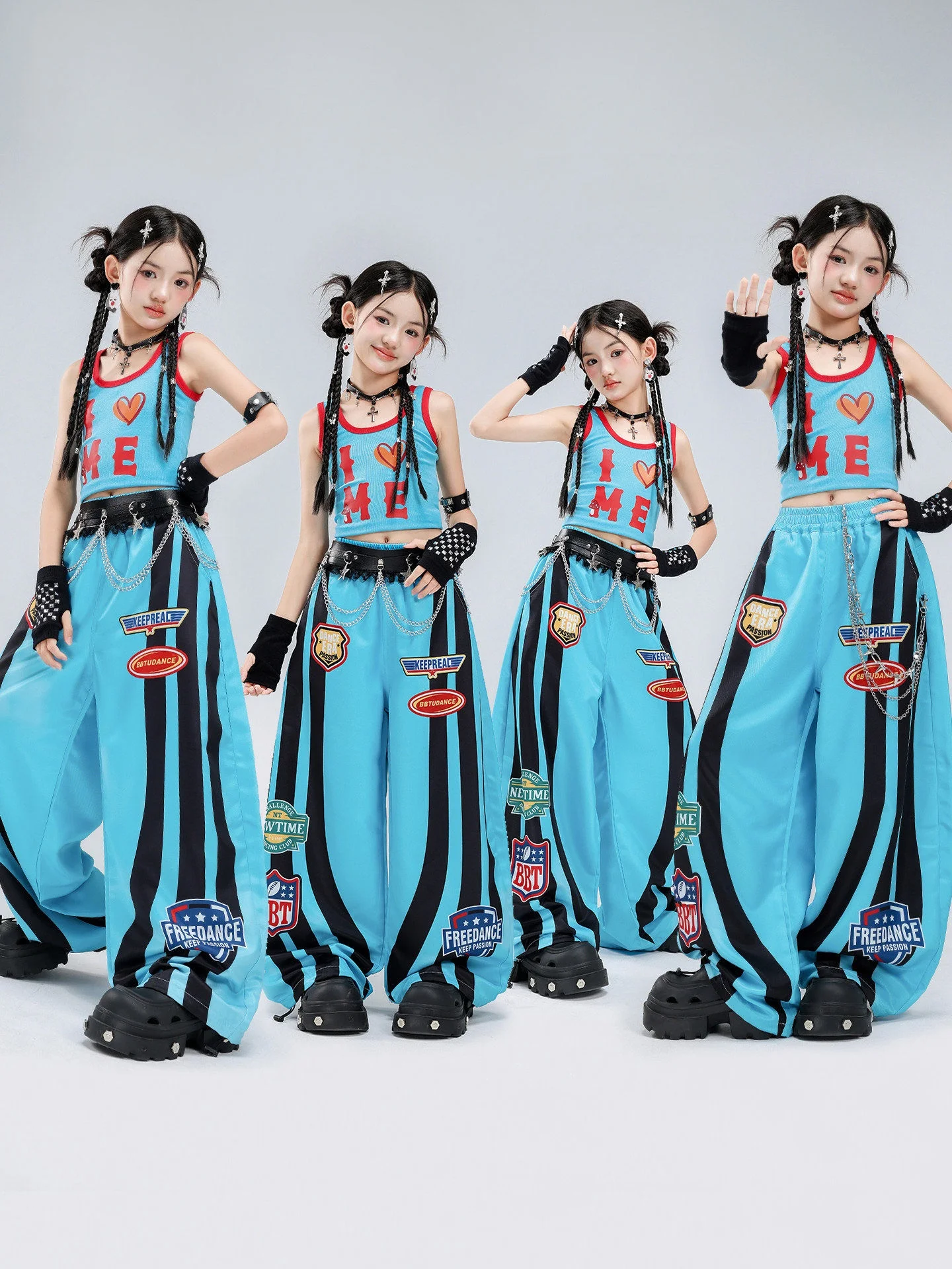 Dopamine Star Jazz Dance Girls Street Dance Outfit Children's Performance Trendy Clothes Female Group Jazz Hip Hop Performanc...