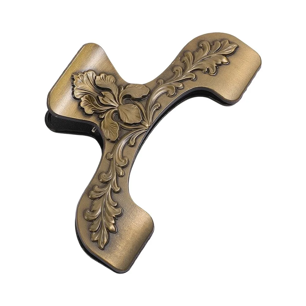 Vintage Floral Metal Page Holder Hands-Free Book Clip Polished Brass Finish 12x7cm Zinc Alloy for Study Cooking Organization