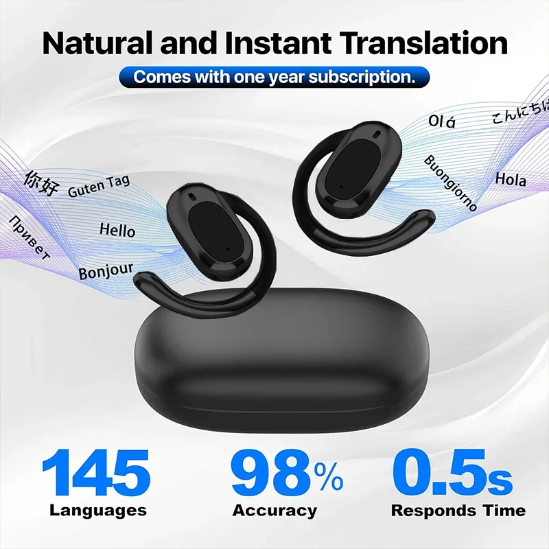 

AI Language Translator Earbuds 3 in 1 Accents Translator Earphone Real Time 144 Languages Accents for Travel Business Learning