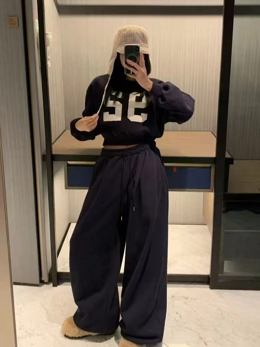 

Women's Loose Fit Printed Sweatirt Jaet And Casual Pants Set ort Sle Warmth Guaranteed Autumn Winter Faion