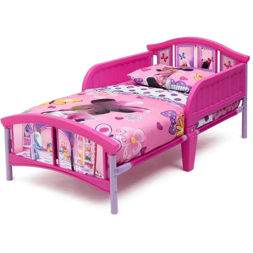 Kids Bed Frame Plastic Toddler Bed, Pink，Best Gift for Kid