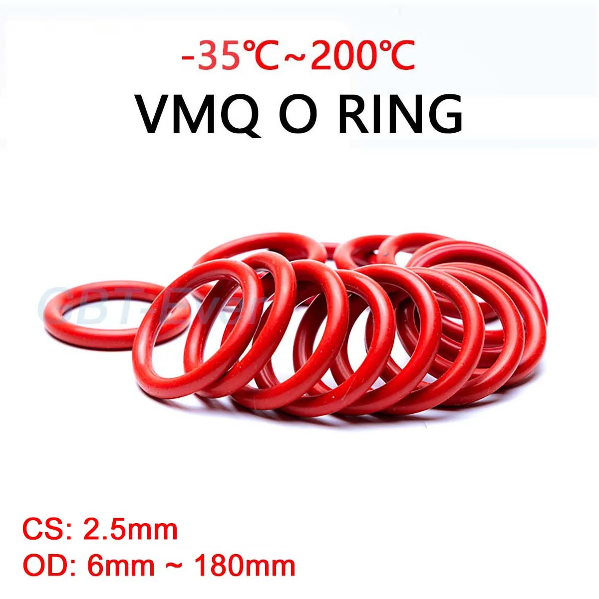 

VMQ Red Silicone O-Ring Gasket CS 2.5mm OD 6mm ~ 180mm Silicon O Ring Washer Food Grade Sealing Ring Waterproof & Insulated