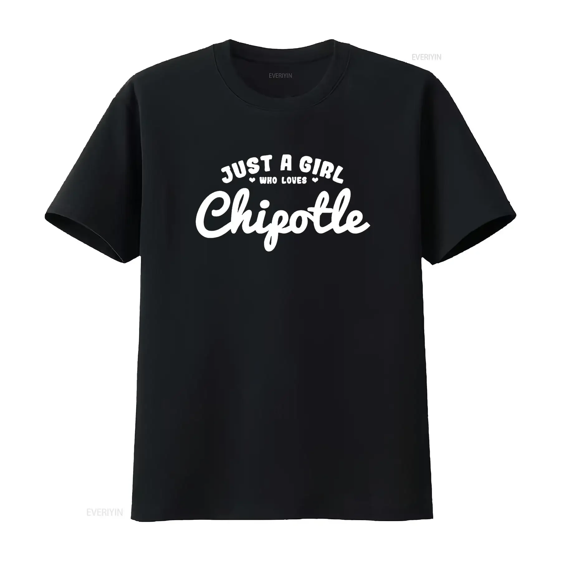Womens Just A Girl Who Loves Chipotle T Shirt Mexican Food Black 2XL vintage Washed Top For Everyday Wear streetwear Stretched