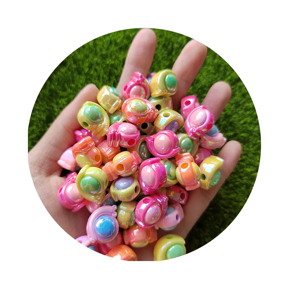 AB Color Candy Acrylic Beads Cartoon Bear Rabbit Snail Flower Loose Spacer UV Beads For Jewelry Making Findings Bracelet