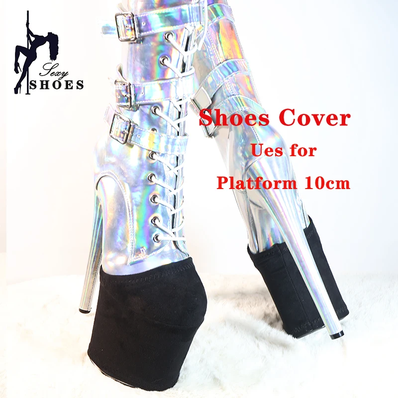 Wear-Resist Pole Dance Shoes Cover Super High Sandals Boots Heel Height 15CM 17CM 20CM 23CM 26CM Black Platform Protection Cover