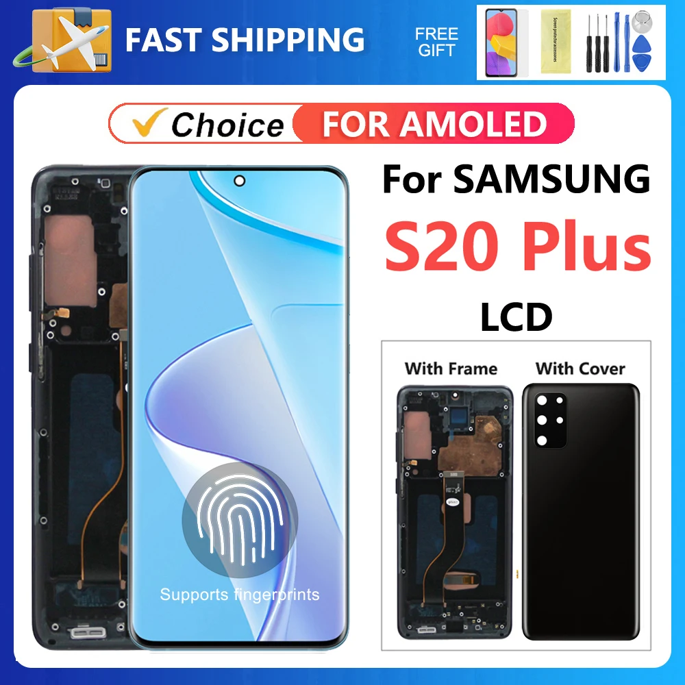 S20 Plus Screen Replacement AMOLED For Samsung S20+ LCD Display G985 G985F G985F/DS Touch Digitizer With Frame