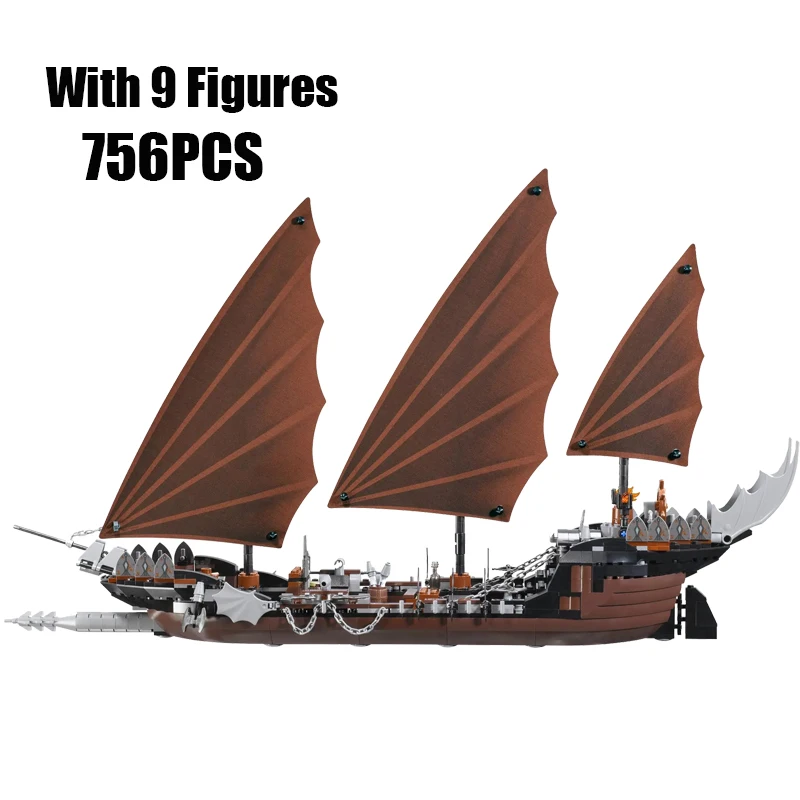 756PCS Creativo L'anello del Signore Nave Pirata Ambush Building Blocks Con 9 Figure Mattoni da Costruzione Giocattoli Regalo Per Bambini Adulti