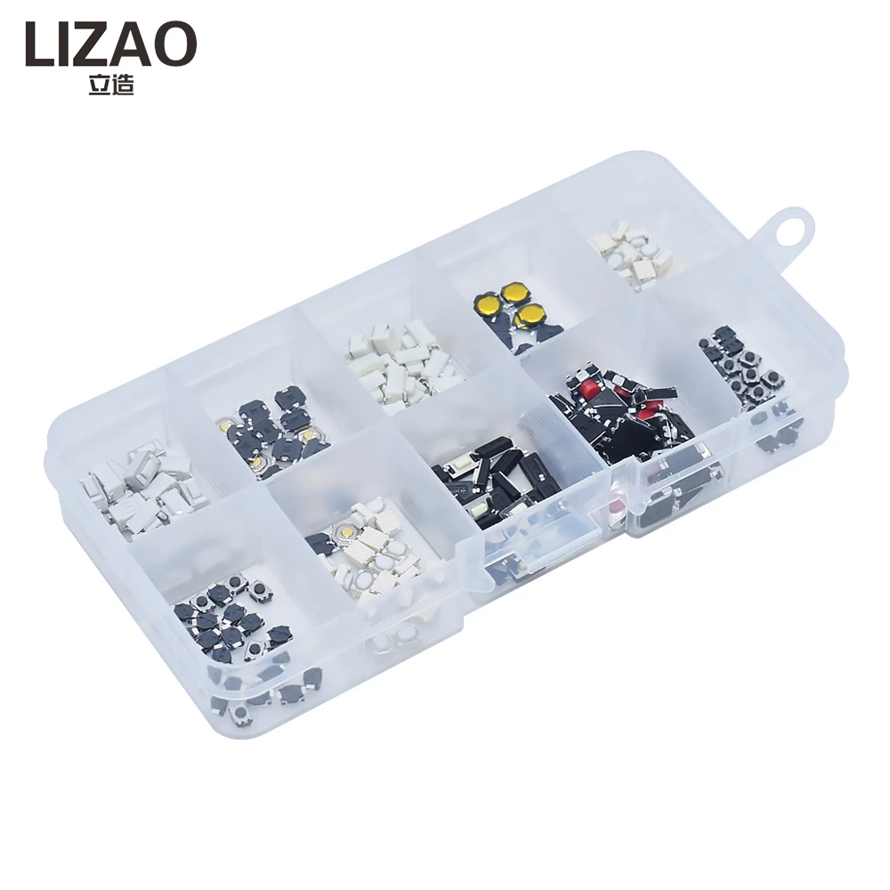 LIZAO 250Pcs 10 Kinds SMD Tact Switch Kit Micro Momentary Push Button For Car Remote Key Electronic Repair