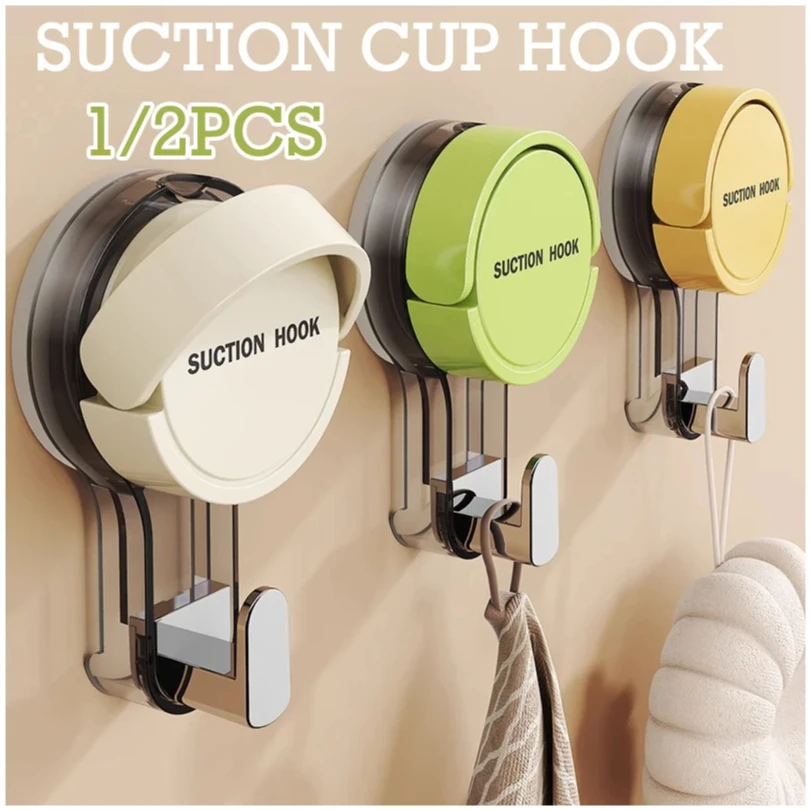 

1/2PCS Suction Cup Hooks No Punching Wall Hooks for Bathroom Kitchen Bedroom Reusable Towel Clothes Hanger Hook Home Organizer