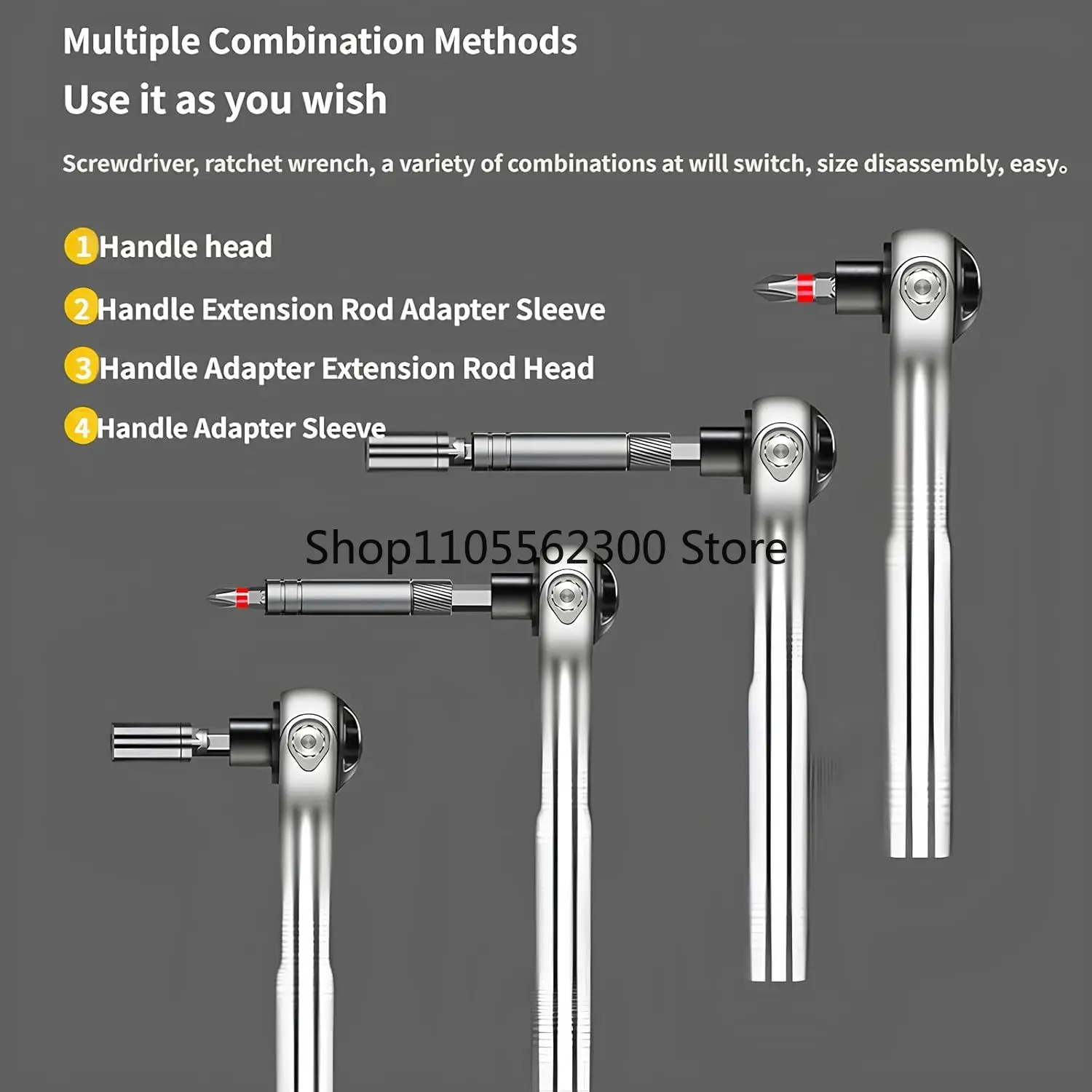 40 in 1 Magnetic Ratchet Screwdriver Set with Detachable Handle, 180° Ratchet Head, 45-Tooth Mechanism, Electronics Repair, DIY