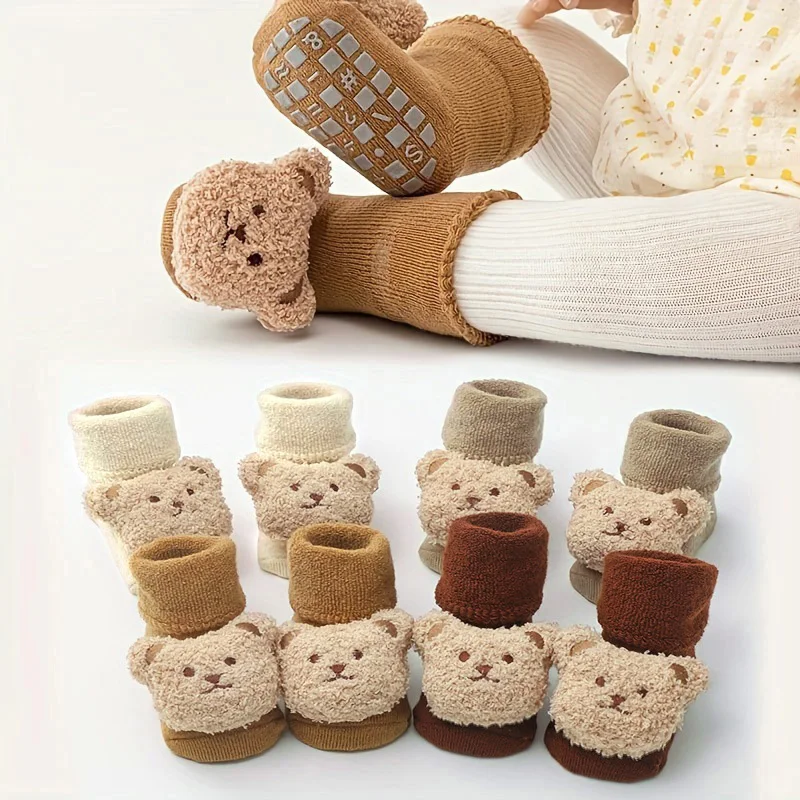 

Baby Socks Cotton Thick Warm Cozy Cute Cartoon Bear Infant Girls Boys Non-Slip Floor Socks