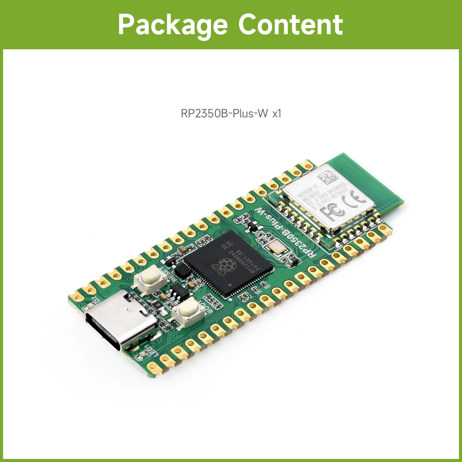 Picture 3: Waveshare RP2350B-Plus-W Development Board, Raspberry Pi RP2350B Dual-core & Dual-architecture Microcontroller, Supports Wi-Fi