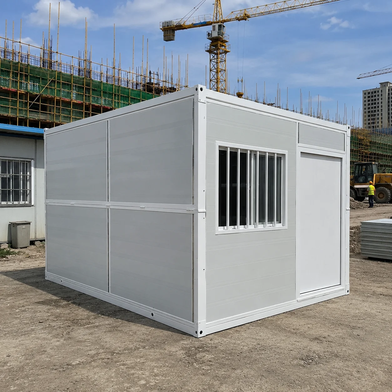 Foldable Container House 20Ft Modular House for Contractor Worker Camp Site Office Heavy Duty Steel Frame Quick Assembly