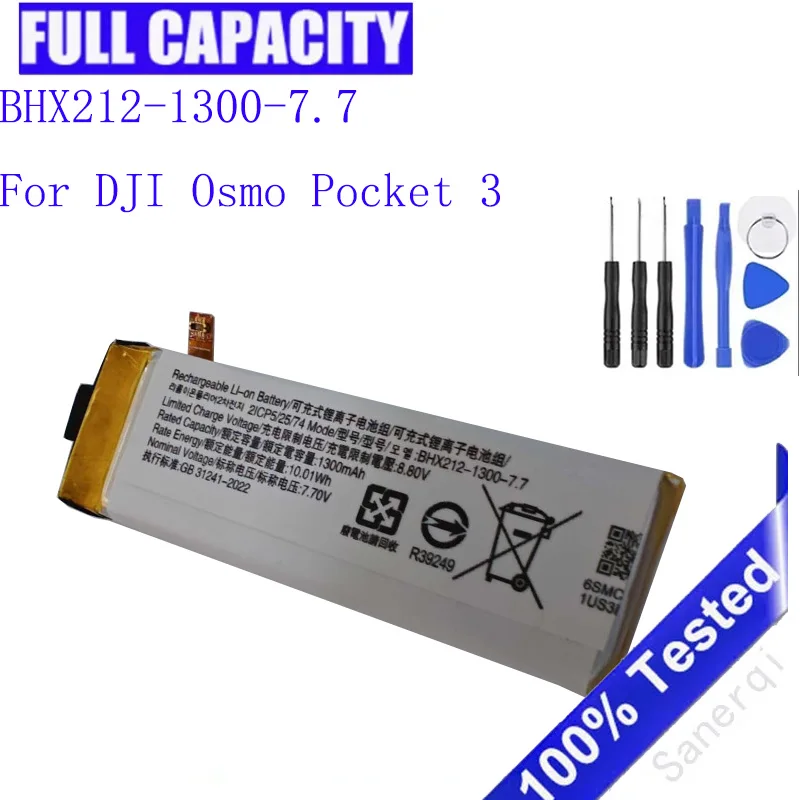 

1300mAh Battery BHX212-1300-7.7 For DJI Osmo Pocket 3 Batteries + Free Tools