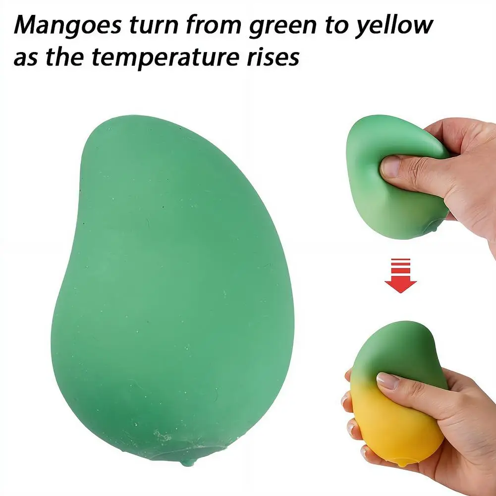 Color Changing Mango Simulation Stretchy Mango Stress Balls Slow Rebound Stress Release Toy Gift ﻿Soft Fruit Fidget Toy