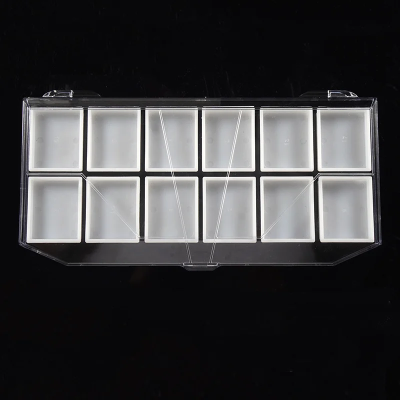 Empty Watercolor Palette with 12 Pans Plastic Paint Box Watercolor Pigment DIY Travel Gouache Oil Painting Box