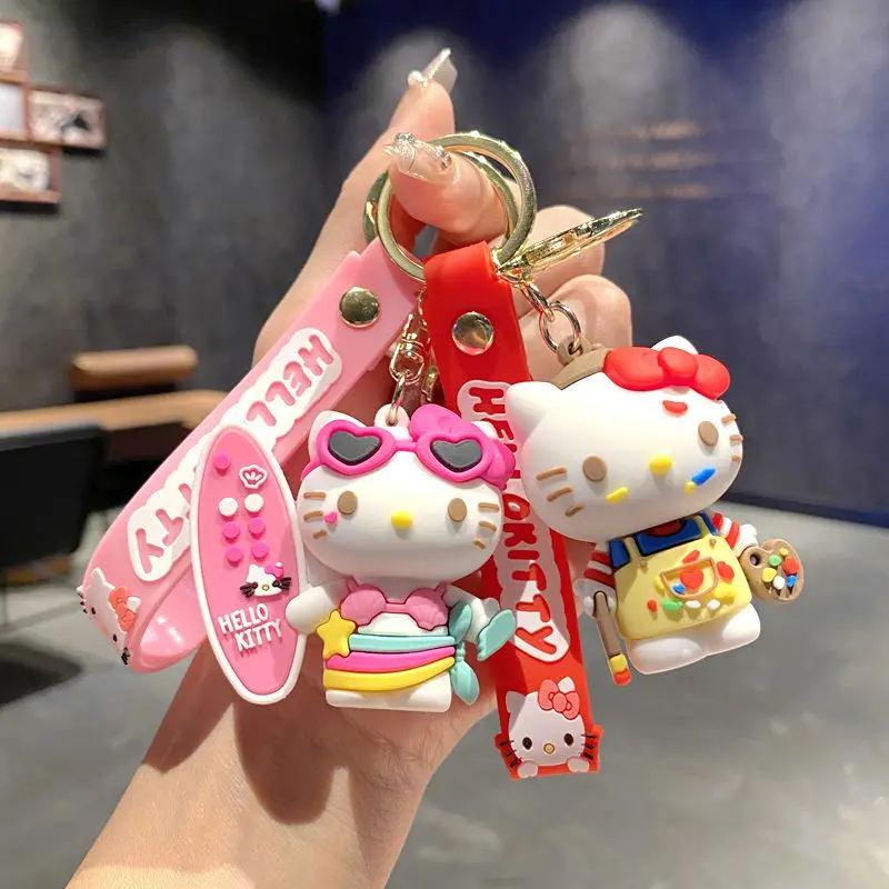 Teacup Key Chain Women Cute Cartoon Hello Kitty Keychain Girl