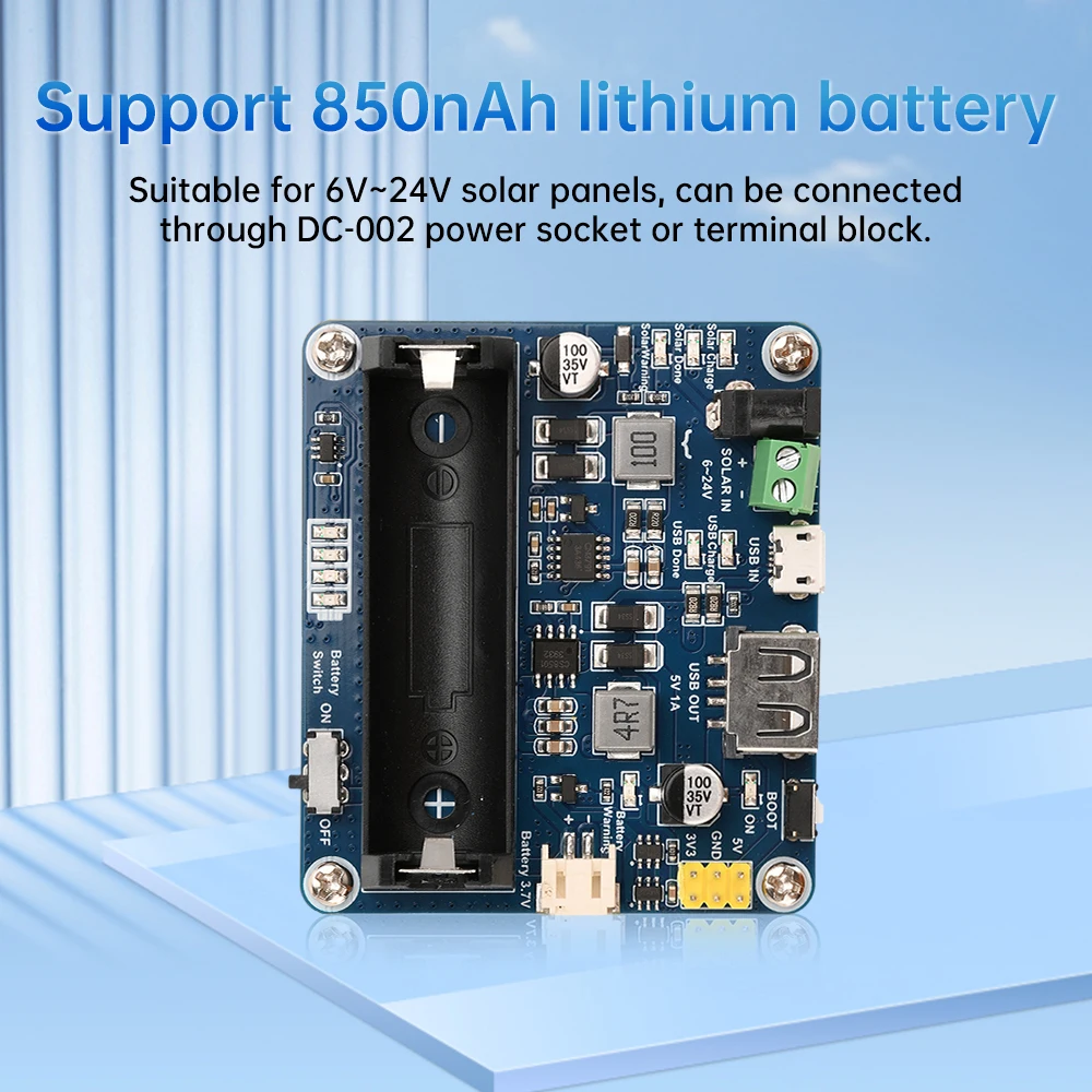 Módulo de gerenciamento de energia de painel solar 6V ~ 24V Suporte Adaptador de energia de painel solar Carregamento USB MPPT para Arduino para Raspberry Pi