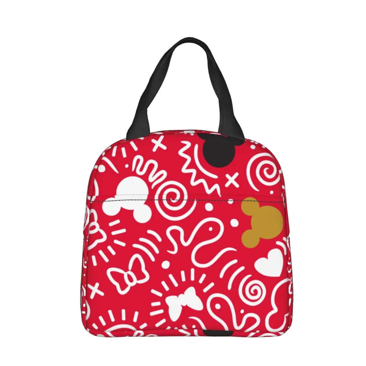 Minnie Mouse Mickey Pattern Insulated Lunch Bags Large Reusable Cooler Bag Tote Lunch Box Beach Travel Bento Pouch