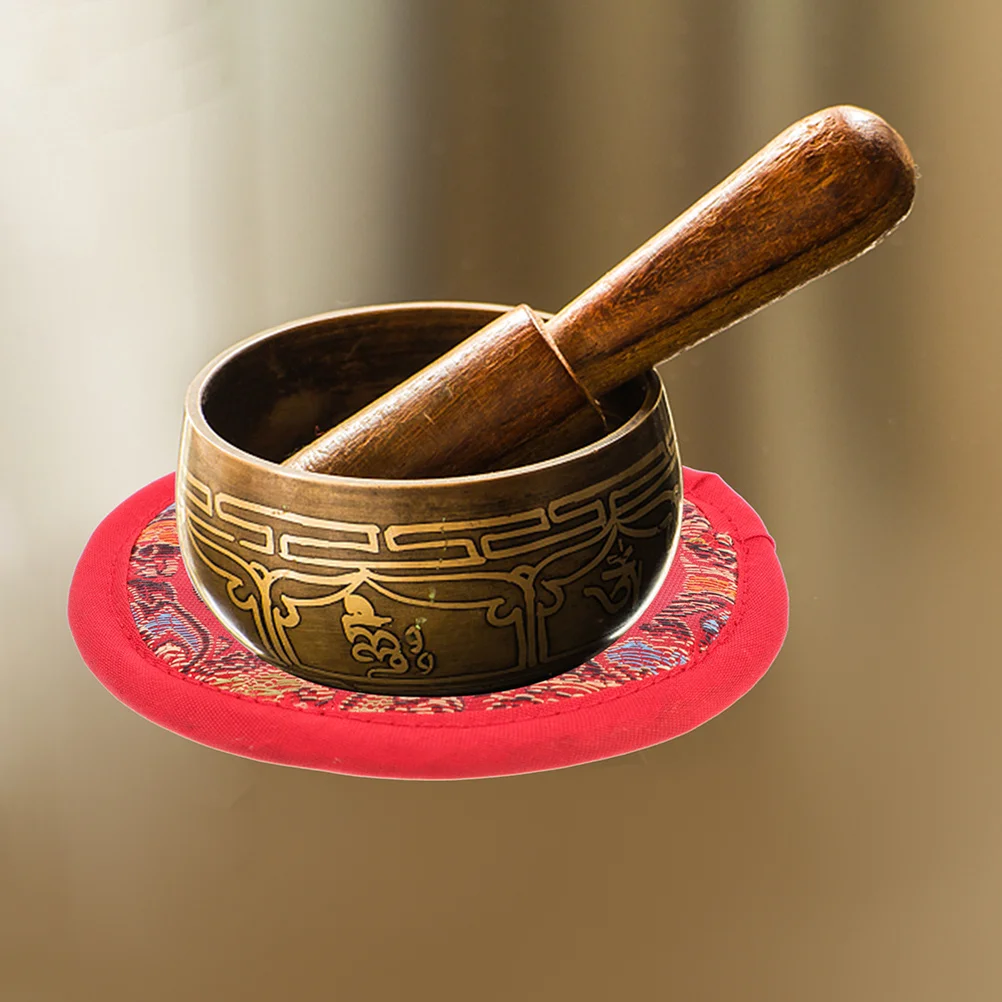 

Sound Bowl Pad Durable Round Mat Religious Cushion Practical Buddha Singing Bowl Accessories Embroidery Pad