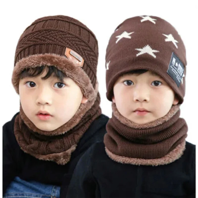 Autumn and winter children\'s hat neckwear suit, hat neckwear is added with thick velvet, suitable for children aged 2-12 years