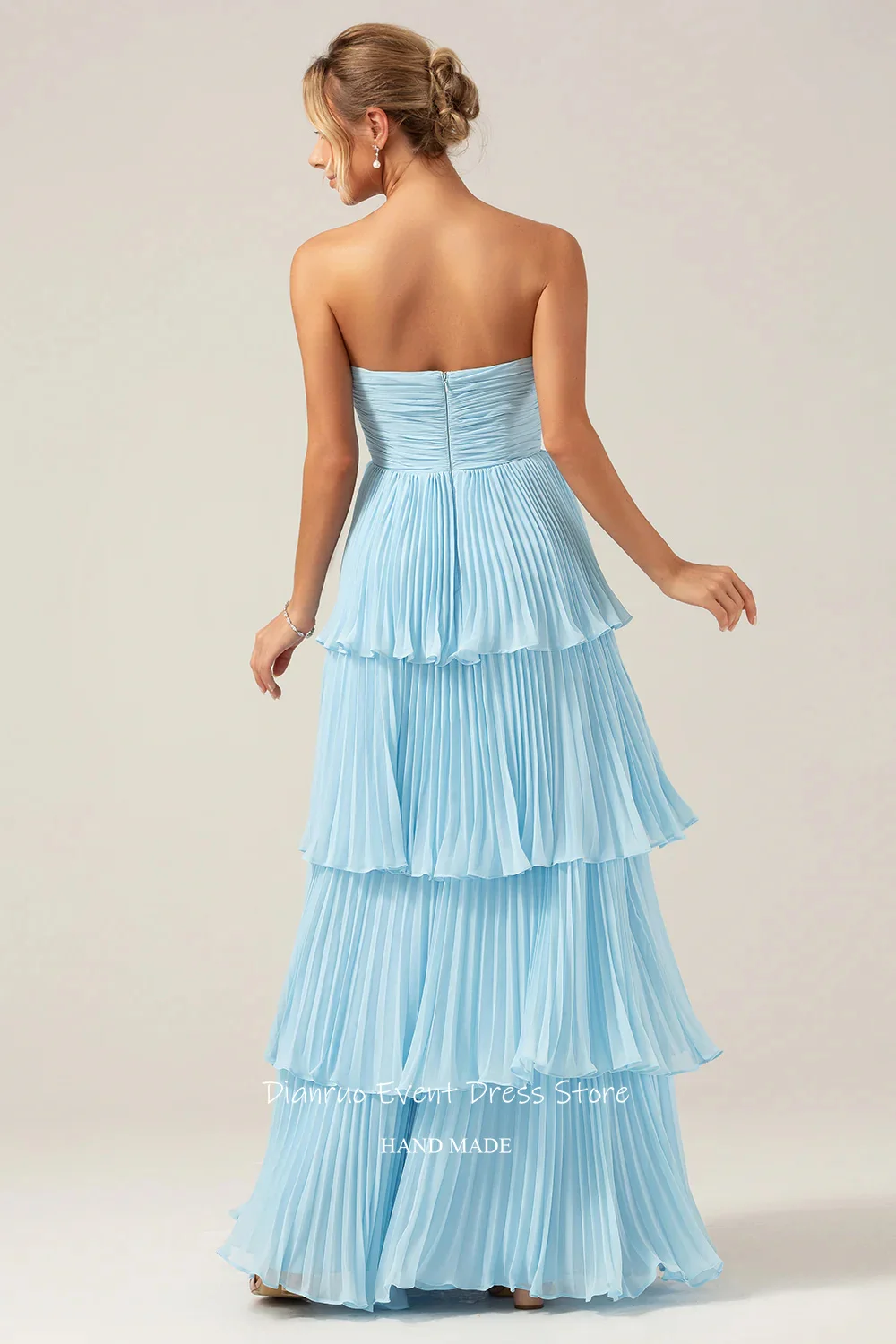 Dianruo Sweetheart Tiered Zoom Avondjurken Een Lijn Geplooide Chiffon Jurken Voor Vrouwen Mouwloze Prom Jassen 2025, Aangepast