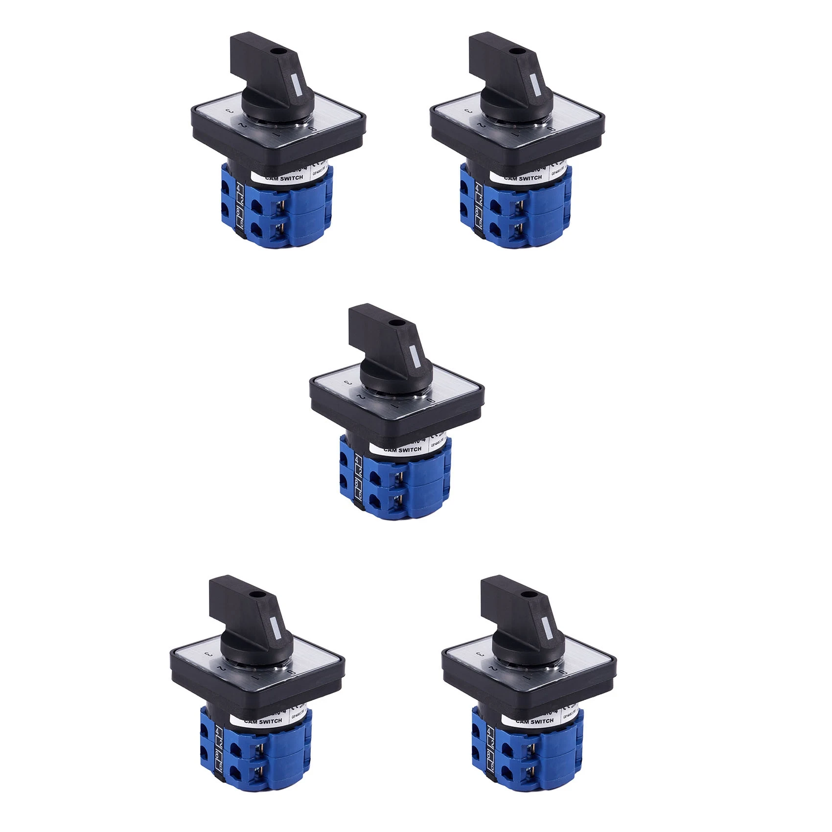 5X 8 Terminals 5 Positions Master Control Rotary Cam Switch 20A Black+Blue-AB01