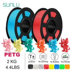 SUNLU 2Roll PETG/PETG Clear Filament 1.75 ±0.02mm 1kg Spool (2.2lbs) High Toughness Neatly Wound Filament Fit Most FDM Printer