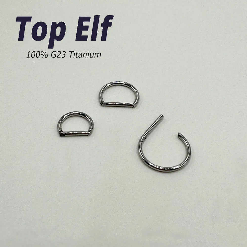 G23 ASTM F136 Titanium 16G 8/10/12mm Nose Ring Half Ring D Shape Segment Ring Clicker Cartilage Tragus Helix Piercing Jewelry