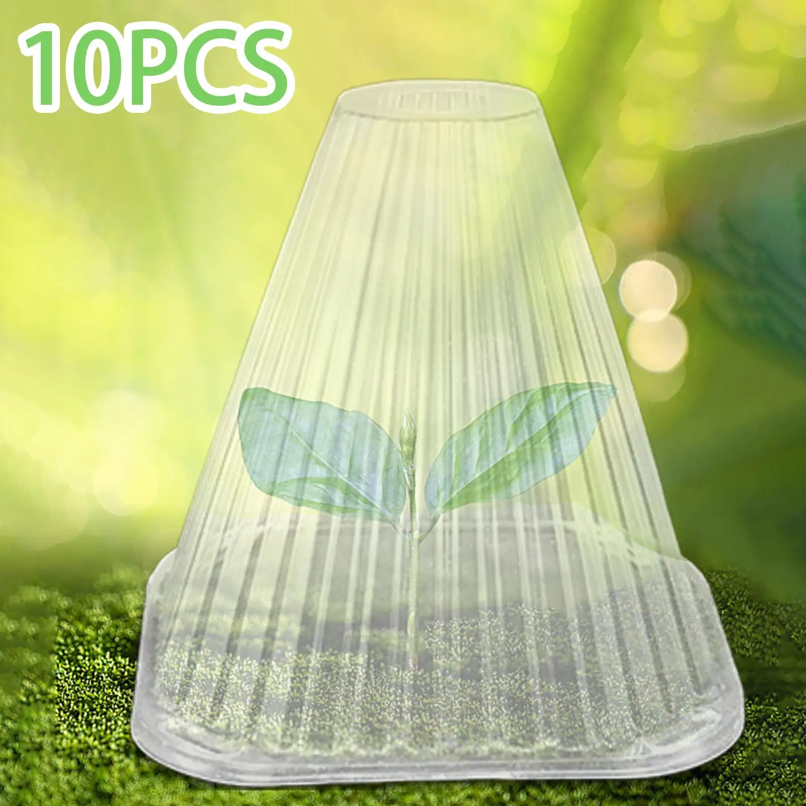 10 Pieces Garden Cloche Plant Dome Transparent Mini Greenhouse Reusable Sturdy Frost Guard Freeze Protection Windproof Cover