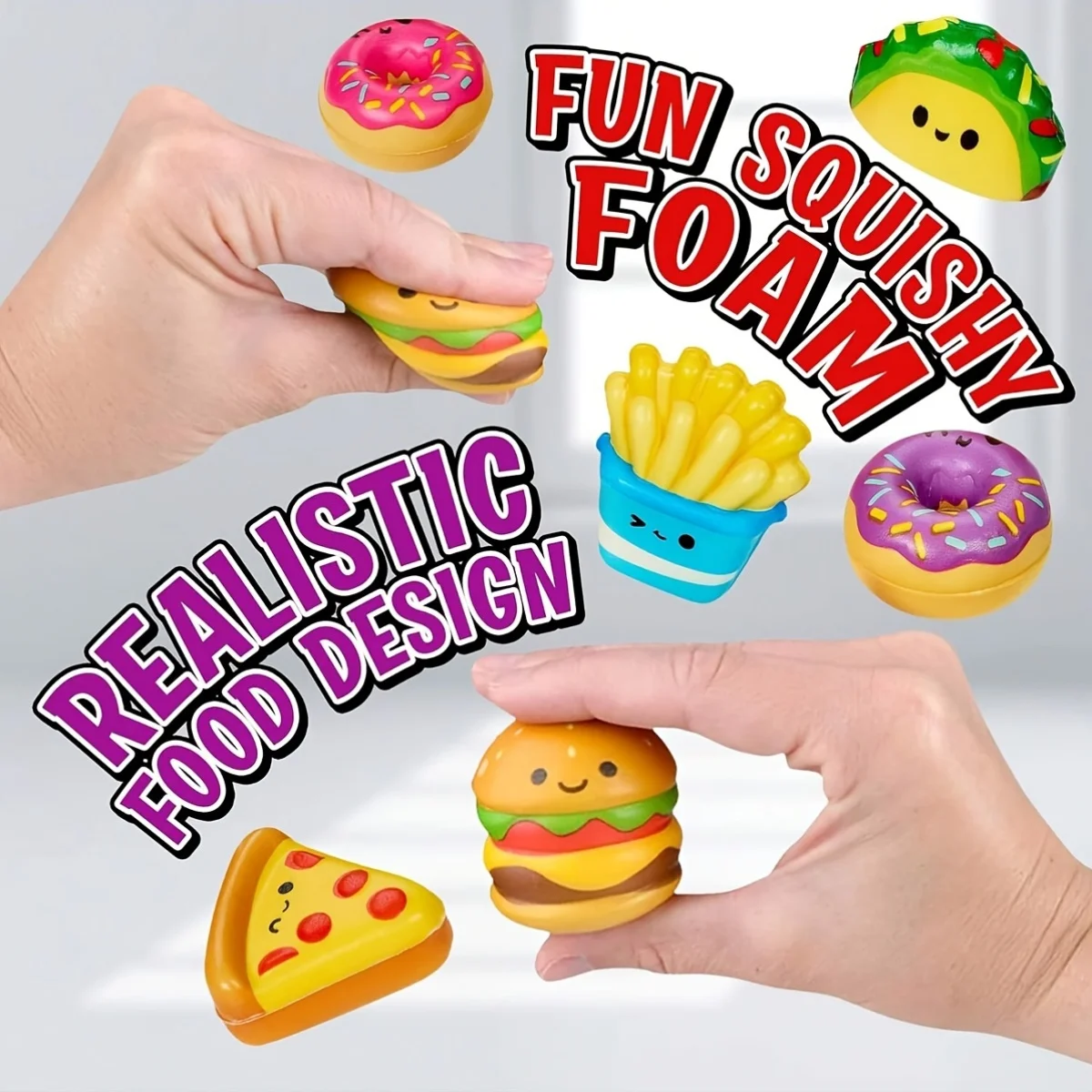 12pcs Mini Squeeze Toys, School and Birthday Gift Pack with Various Food &Fries Slow-Rising Squishy Toys,Random Styles Christmas