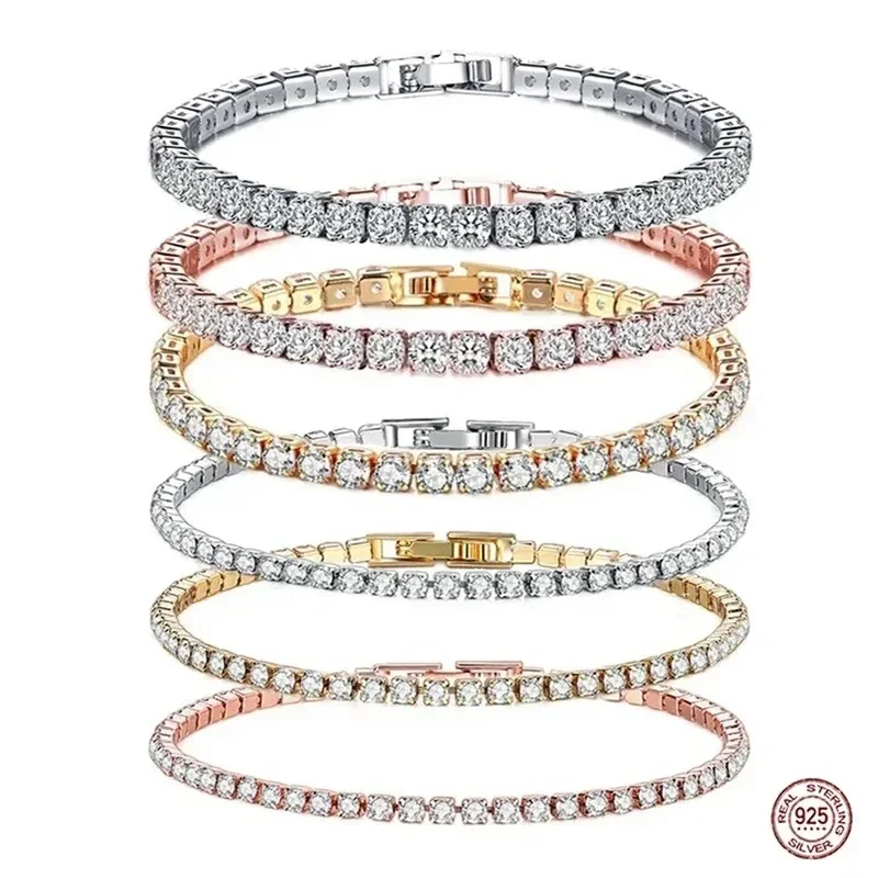 

Classic 925 sterling silver all zirconia exquisite bracelet for women's charm bracelet original temperament holiday jewelry