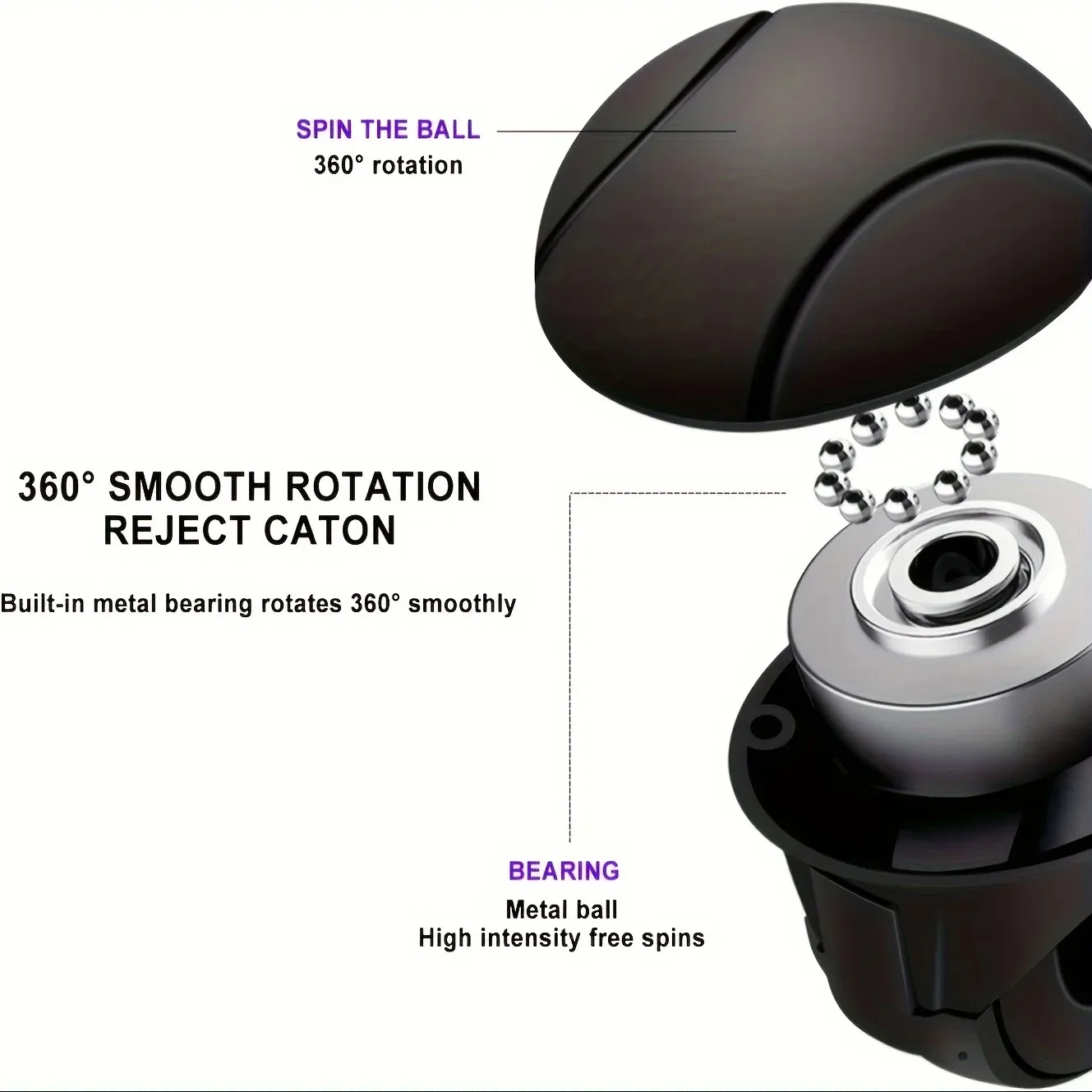 Easy-Grip Silicone Steering Wheel Knob 360° Smooth Rotation One-Hand Operation with Built-in Metal Bearing & Non-Slip Grip