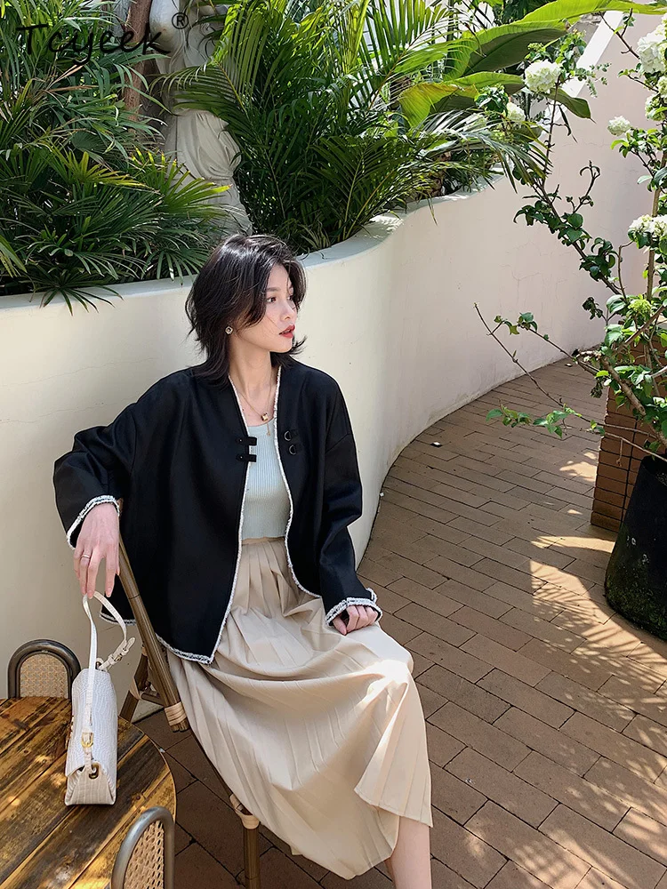 Tcyeek peau De mouton printemps automne haut De gamme noir col en v court femmes veste en cuir véritable Jaqueta De Couro légítimo Feminina