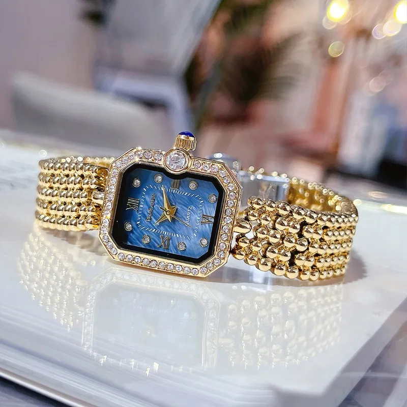 Reloj de lujo elegante a la moda resistente al agua para mujer, reloj de cuarzo rectangular retro para estudiantes, nuevo regalo de cumpleaños