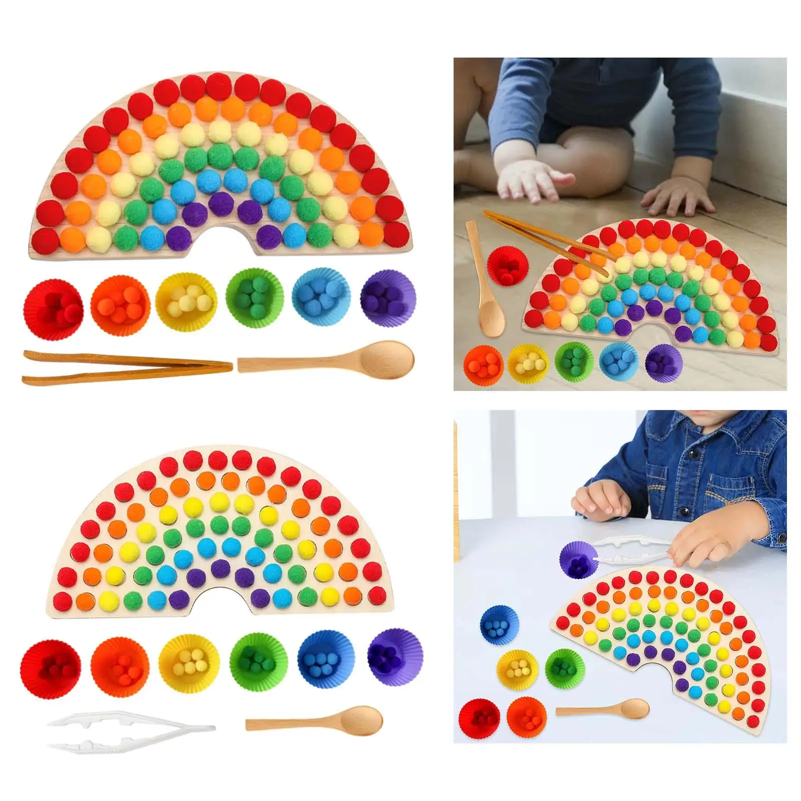 Wooden Peg Board Bead Game Color Sorter Toy Montessori Toy for Kids Baby