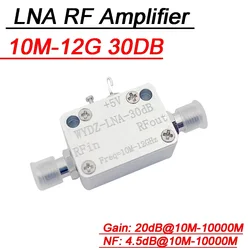 10Mhz-12Ghz 30DB LNA RF Broadband Amplifier Flatness Low Noise RF Amplifier FOR HAM Radio Receiver Mixer Driver FM UHF VHF