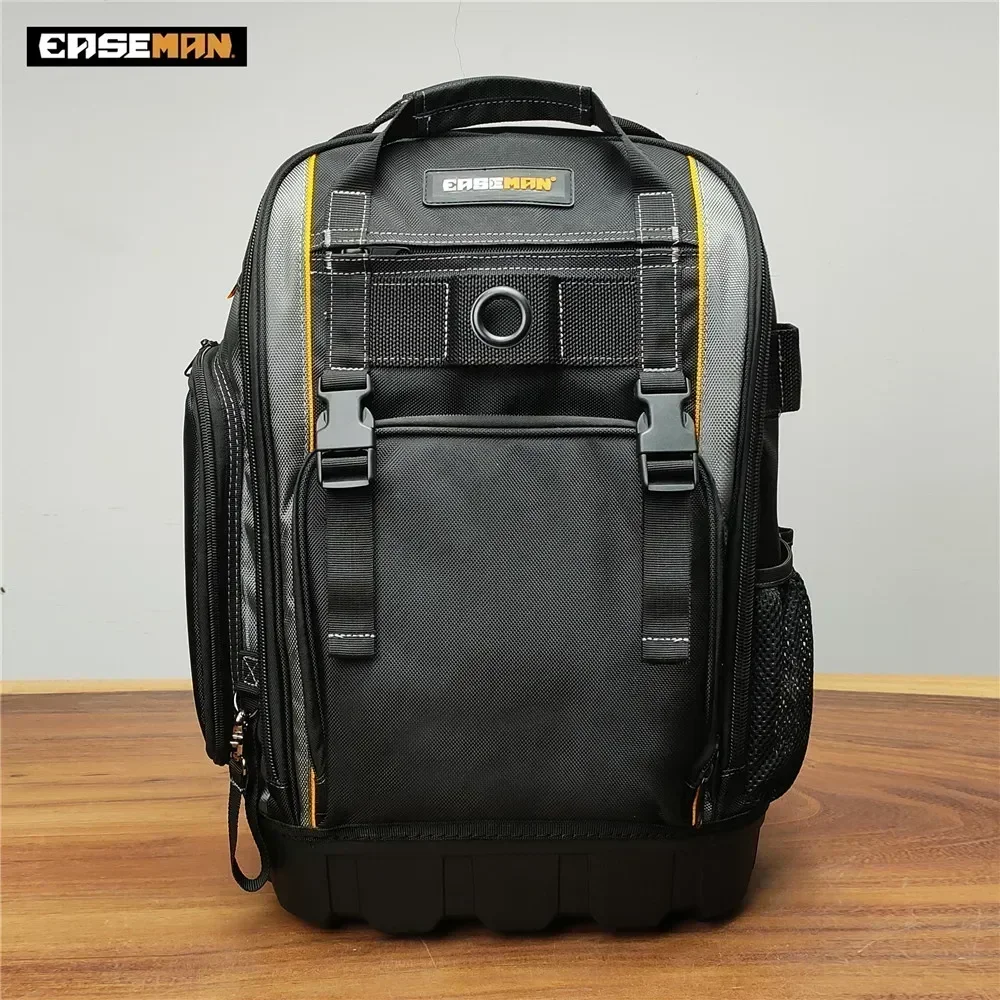 1680D Oxford Cloth Tool Bag Rubber Bottom with Multi-pockets Waterproof Puncture-resistant Professional Electrician Storage