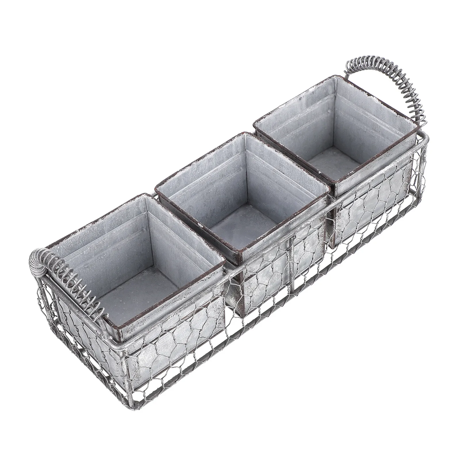 

1Set Chic Iron Flower Pot Unique Old Surface Treatment Simple Retro Design for Succulents Herbs Vegetables Indoor Outdoor