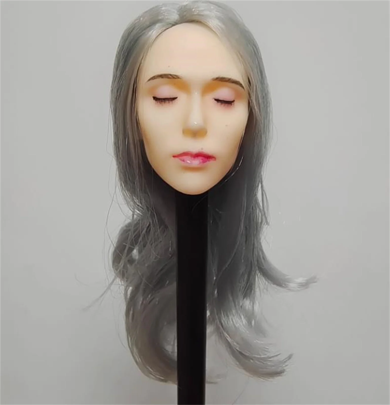 1/6 Female Grey Hair  Head  Expression Women Anime Toys  Girls  Sculpt  Close eyes  Model for 12 " TBL PH  Figure Body